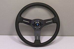 Nardi Competition - Black Perforated Leather - Black Anodised Spokes - 330mm