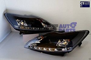 Black LED DRL Day Time Projector Head Lights For 08-11 Ford Focus Xr5