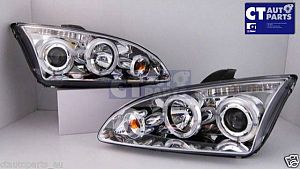 Chrome Angel Eyes Projector Headlight For 04-07 Ford Focus Mkii Xr5 Zetec