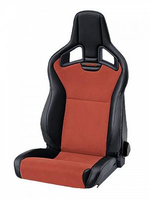 RECARO Cross Sportster CS Seat with Side Airbag and Heating - Ambla leather black/Dinamica suede red