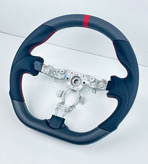 Nissan 370Z Z34 Steering Wheel Matte Carbon Leather Red Stitch