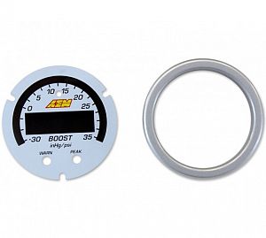 AEM X-Series Boost Pressure Gauge -30inHg~35psi / -1~2.5bar Accessory Kit. Silver Bezel & White Faceplate