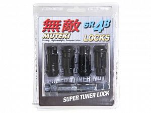 Muteki SR48 Locking Lug Wheel Nuts Set M12x1.25mm Black (4 Pcs)